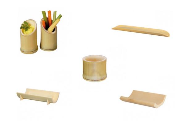 PATONG piattino rettangolare bambù 3 scomparti, ognuno diametro 5 cm, 18 x 6 cm 3