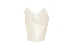 Coppetta da cottura Tulipano carta siliconata bianca, base 15 x 15 x 4,5 cm, 90 ml