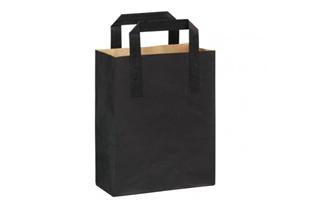 Shopper con manici baby carta nera, 17,5 x 9 x 23 cm