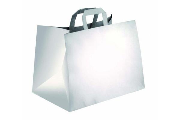 Shopper con manici carta bianca, base larga 32 x 24 x 22 cm 1