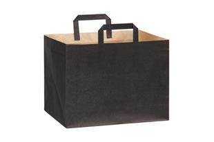 Shopper con manici carta nera, base larga 32 x 24 x 22 cm