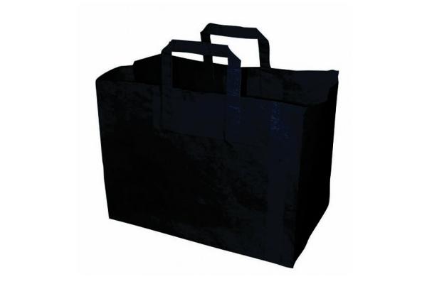 Shopper piccolo con manici carta nera, 20 x 10 x 28 cm 1