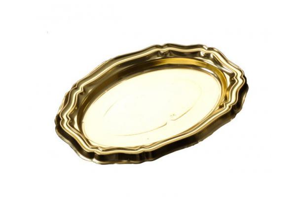 Vassoio Monoporzione Ellittico PET 114x80mm Oro 1