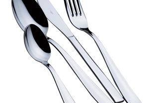 Set posate in Acciaio Inox 18-C NICKEL FREE. Made in Italy. Finitura lucida. Spessore 2 mm.