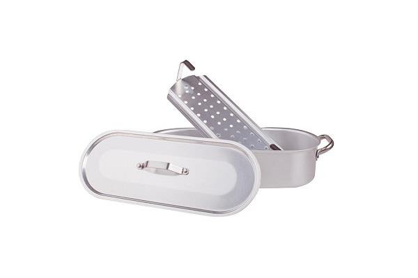 Pesciera Professionale in alluminio 3mm con griglia e coperchio – 2 maniglie 1