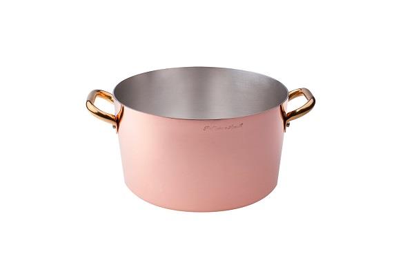 Casseruola alta in rame liscio stagnato a mano 2mm – 2 maniglie 1