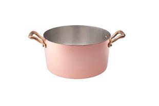 Casseruola alta in rame martellato stagnato 2mm – 2 maniglie