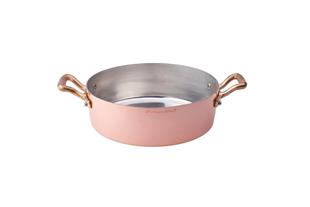 Casseruola bassa in rame martellato stagnato 2mm – 2 maniglie