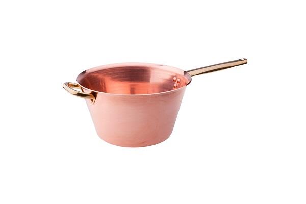 Paiolo in rame liscio a mano senza stagnatura 2mm – 1 manico 1 maniglia 1