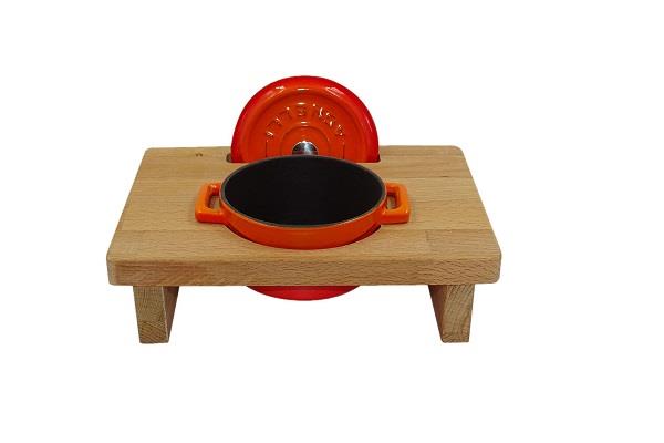 Supporto in legno per mini casseruola tonda 1