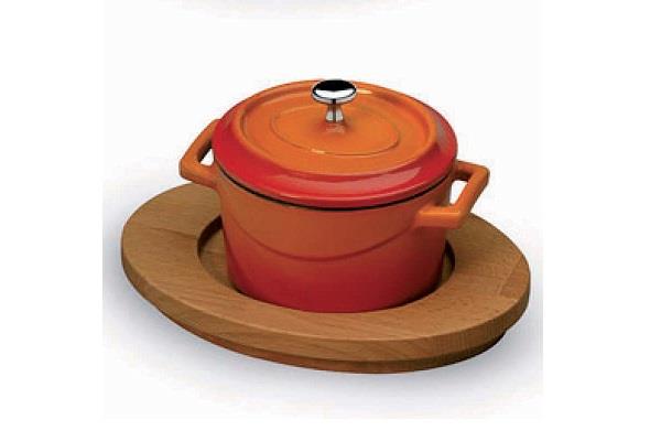 Vassoio in legno per mini casseruola tonda 1