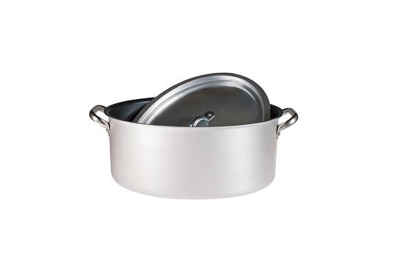 Casseruola ovale in alluminio antiaderente 3mm – 2 maniglie con coperchio 1