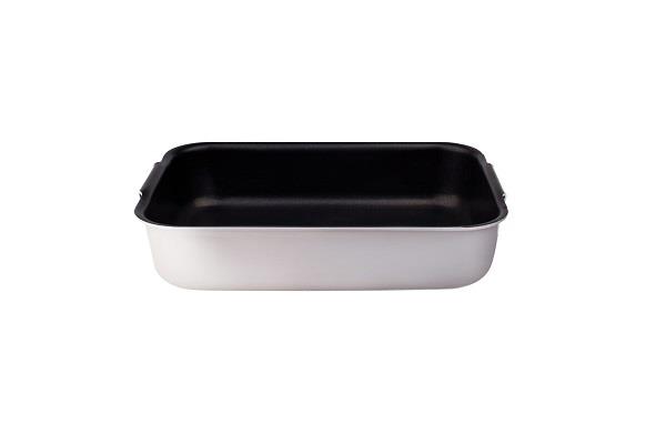 Rostiera rettangolare in alluminio antiaderente 3mm – 2 maniglie snodate 1