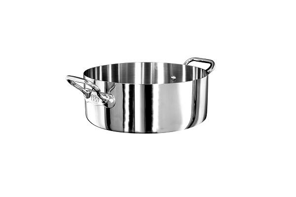 Casseruola induzione 1907 bassa in alluminio e acciaio lucido – 2 maniglie 1