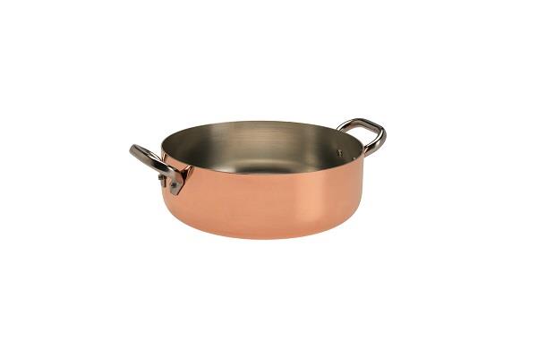 Casseruola bassa in rame stagnato induzione 2mm – 2 maniglie 1