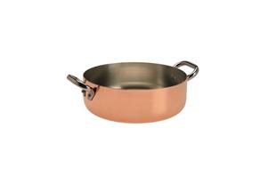 Casseruola bassa in rame stagnato induzione 2mm – 2 maniglie