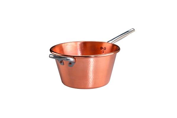 Paiolo in rame stagnato induzione 1.2mm con manico e contromaniglia 1