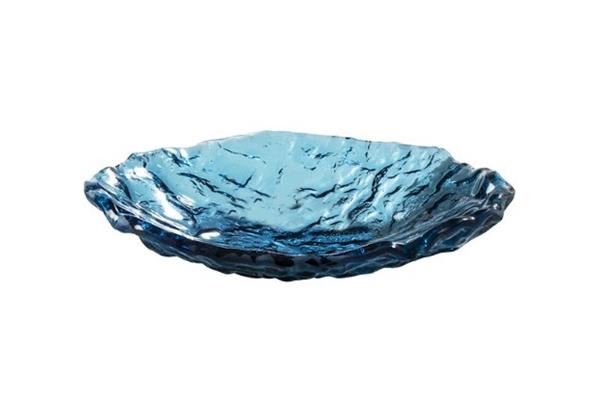 PIATTO FONDO IN VETRO ARTIGIANALE BLU 23 CM 1