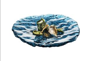 PIATTO IN VETRO ARTIGIANALE BLU 28 CM