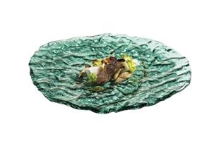 PIATTO IN VETRO ARTIGIANALE VERDE 28 CM