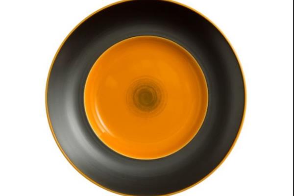 PIATTO FONDO CON FALDA IN PORCELLANA ARANCIO CM 27.5 1