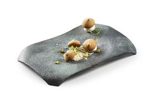 VASSOIO IN VETRO ARTIGIANALE OPACO CM 19X14