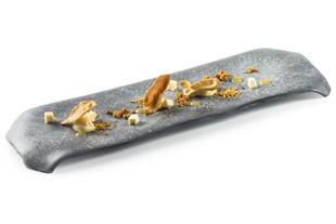 VASSOIO IN VETRO ARTIGIANALE OPACO CM 38X14