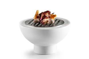 BBQ DA TAVOLA IN PORCELLANA E ACCIAIO INOX CM 16