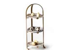 STAND PER 3 PIATTI NORDICA IN VETRO ARTIGIANALE CM 12