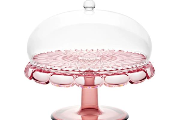 ALZATA CON CAMPANA IN VETRO ACRILICO COLORE ROSA 1