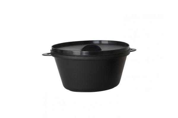Piccola casseruola plastica nera con coperchio, 350 ml 1