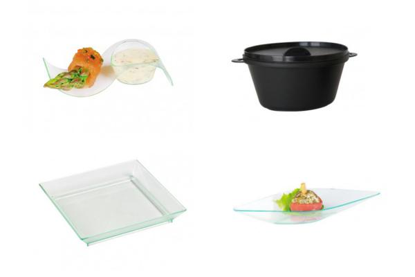 ELENI Piattino finger food allungato plastica trasparente verde 13 x 4 cm 3