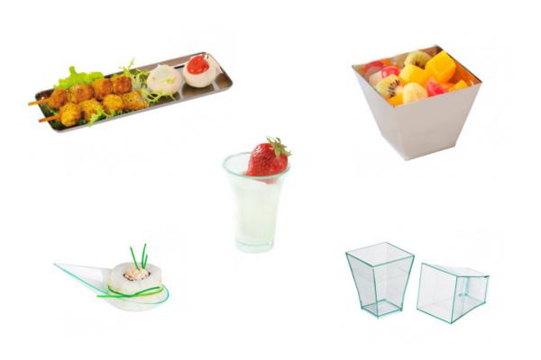 ELENI Piattino finger food allungato plastica trasparente verde 13 x 4 cm 4