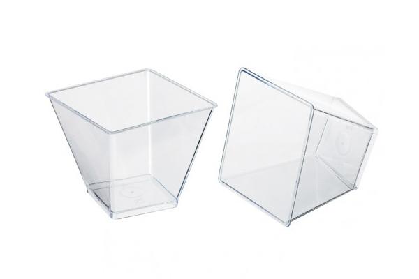 Coppetta trapezoidale plastica trasparente verde, 100 ml 1