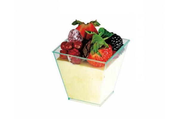 Coppetta trapezoidale plastica trasparente verde 180 ml 1