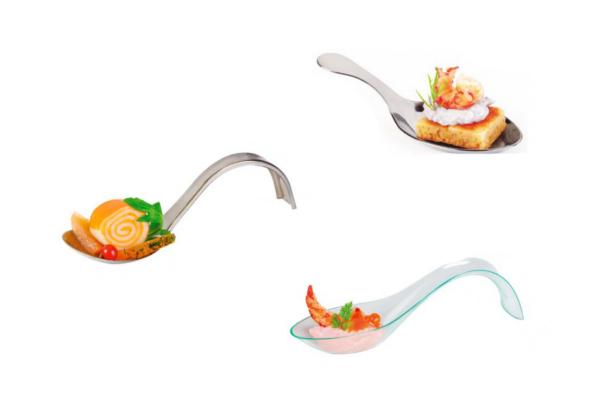 Cucchiaio da fingerfood plastica argentata 10,3 x 4 cm 2