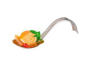 Cucchiaio ricurvo da degustazione plastica argentata, 13 x 3,5 cm