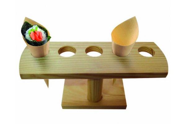 Supporto 5 fori bambù per coni e temaki 1