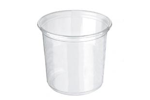 Contenitore trasparente da asporto con coperchio. RPET. 450-500 ml.