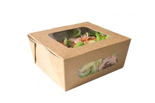 Contenitore cartone kraft doppia finestra , 990 ml