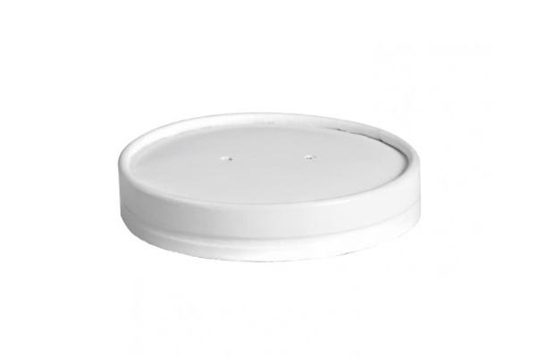Coperchio cartone bianco laminato, perforato per passaggio vapore, per contenitore 210SOUP16 1