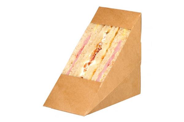 Scatola cartone kraft per tramezzino con finestra 12,3 x 7,2 cm 1