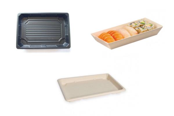Vaschetta Sushi nera con coperchio 21,6 x 14 cm 2
