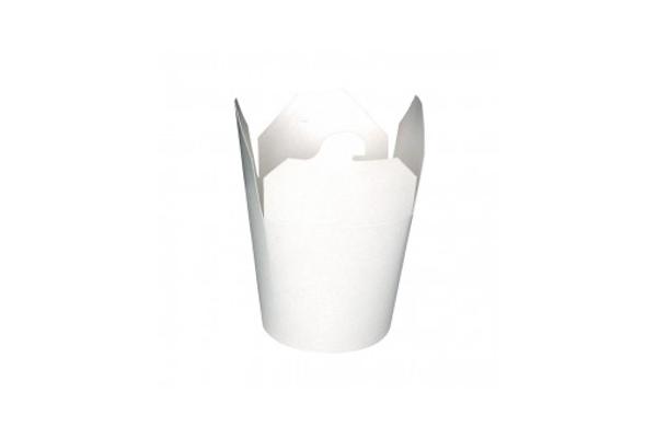 Contenitore tondo cartone bianco laminato, chiusura piatta, 450 ml 1