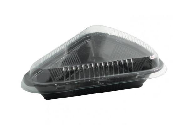 Contenitore triangolare plastica nera per fetta torta 1