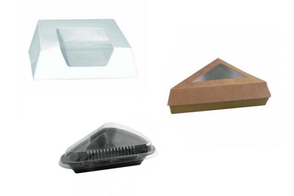 Contenitore triangolare plastica nera per fetta torta 3