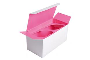 Scatola da 2 cupcake, inserto fucsia