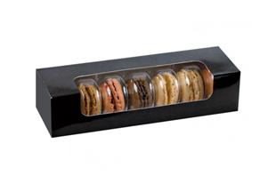 Scatola cartone nera con finestra per 7 macarons