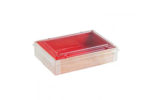 Scatola legno interno rosso, 16 x 16 cm 1