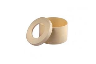 Scatola in legno tonda con coperchio con finestra, 360 ml